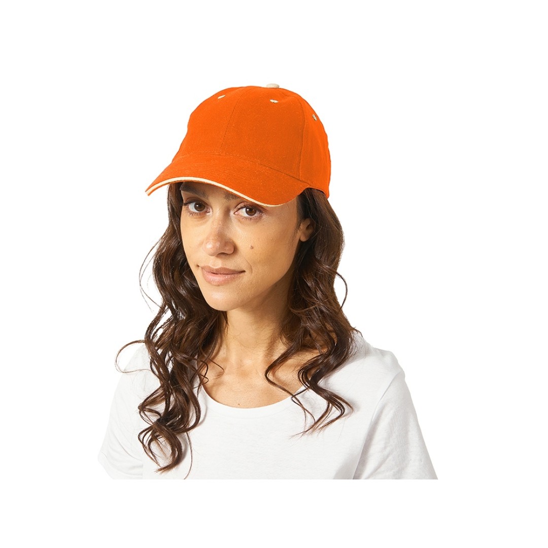 Бейсболка "New Castle" 6-ти панельная, оранжевый/белый
