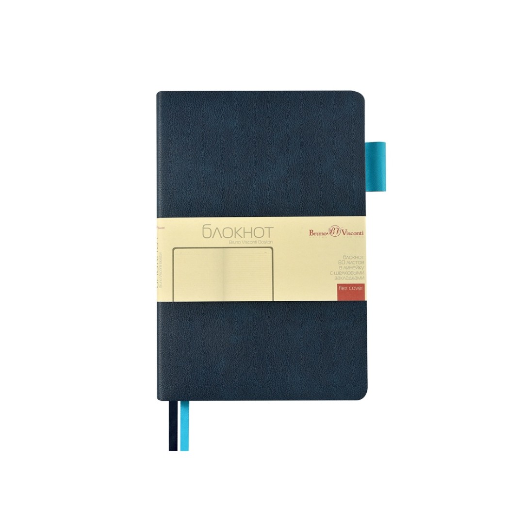 Блокнот А5 "Boston", темно-синий с голубым срезом