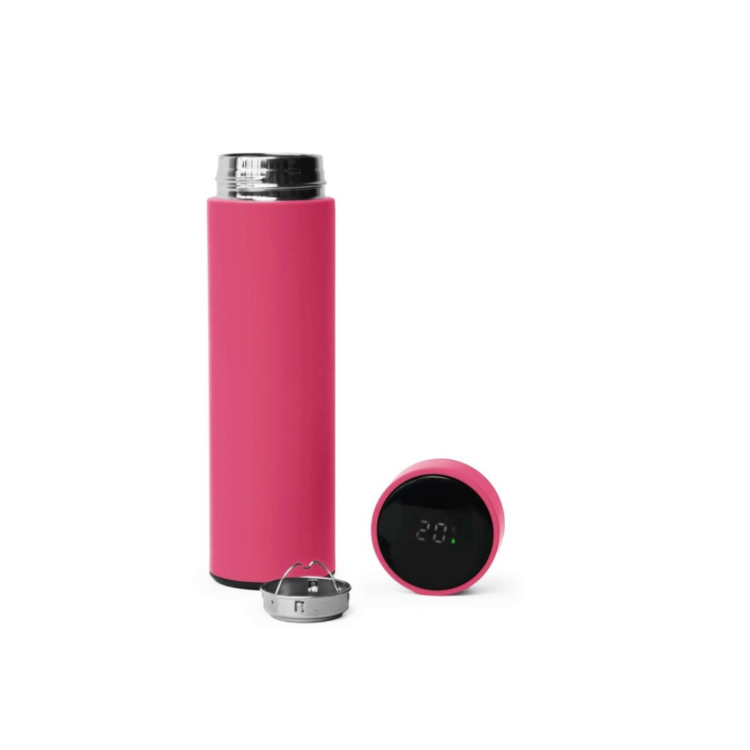 Термос FAMILY MARK LED, soft touch (Розовый)