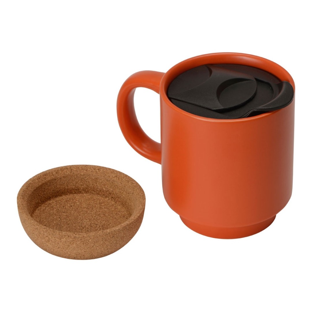 Кружка Denpasar с пробковым дном и крышкой, цветная с двух сторон, оранжевый (Р)