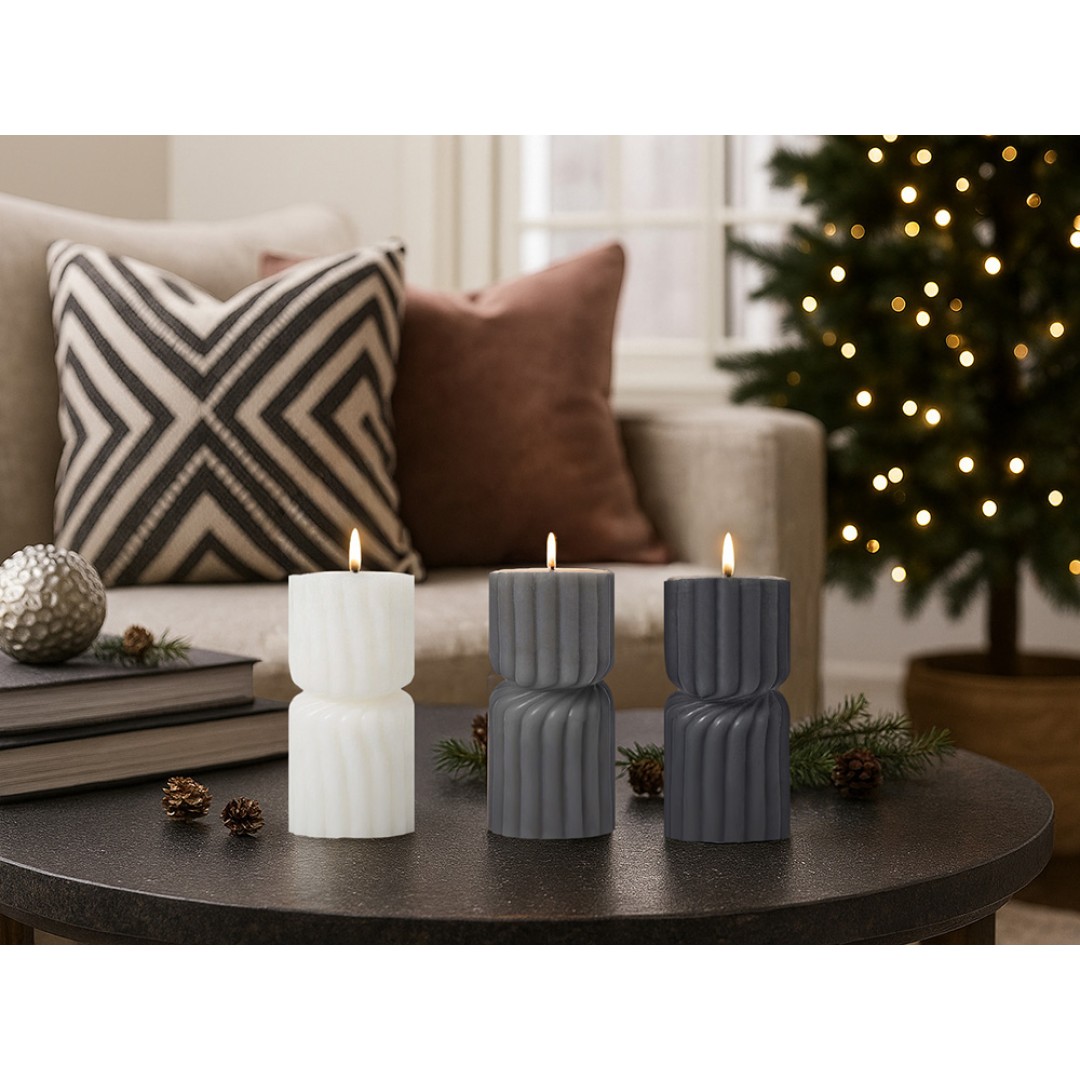 Набор свечей с гранями "Vela", темно-серый, белый