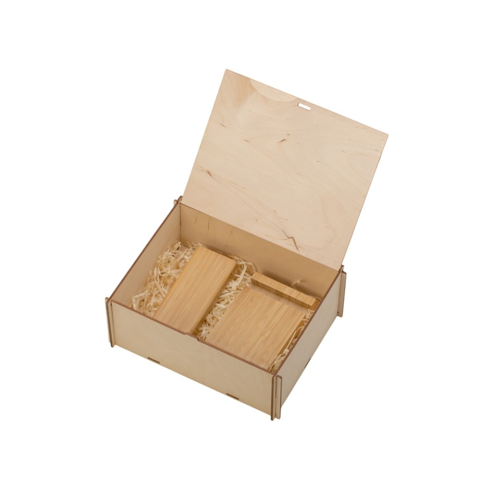 Подарочный набор с БЗУ и внешним аккумулятором «Bamboo Set», натуральный