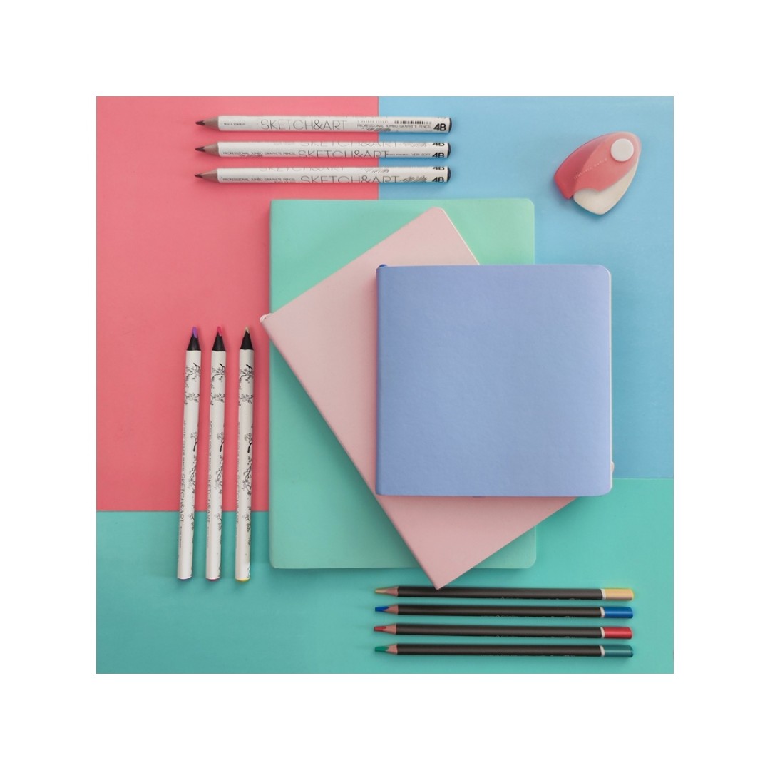 Скетчбук "Sketch & Art" в мягком переплете 140х210 мм, 100 л. бежевой бумаги 100 гр., мятный