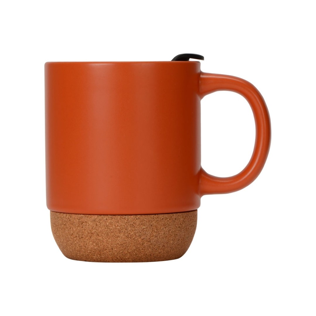 Кружка Denpasar с пробковым дном и крышкой, цветная с двух сторон, оранжевый (Р)
