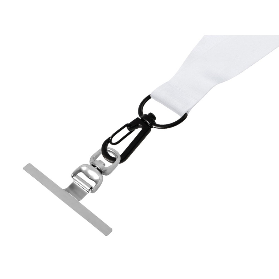 Ланъярд 2 см под сублимацию с трендовым карабином и металлическим держателем для телефона, черный