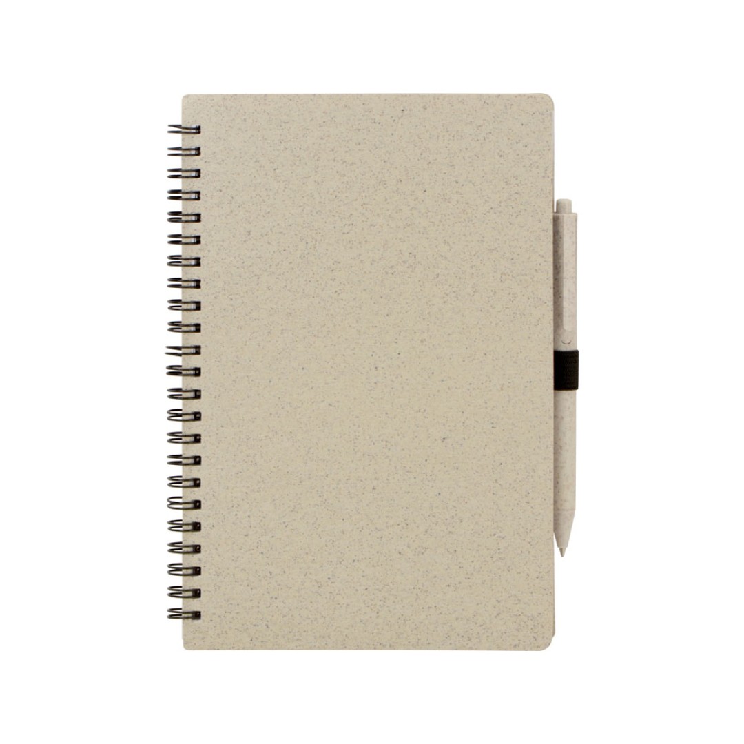 Блокнот А5 «Toledo M», бежевый + ручка шариковая «Pianta» из пшеничной соломы, бежевый