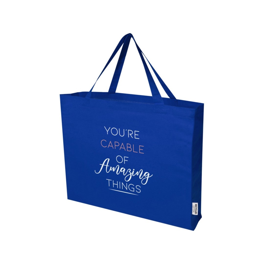 Odessa большая эко-сумка из переработанного хлопка, сертифицированного согласно GRS, плотностью 220 г/м2 - Ярко-синий