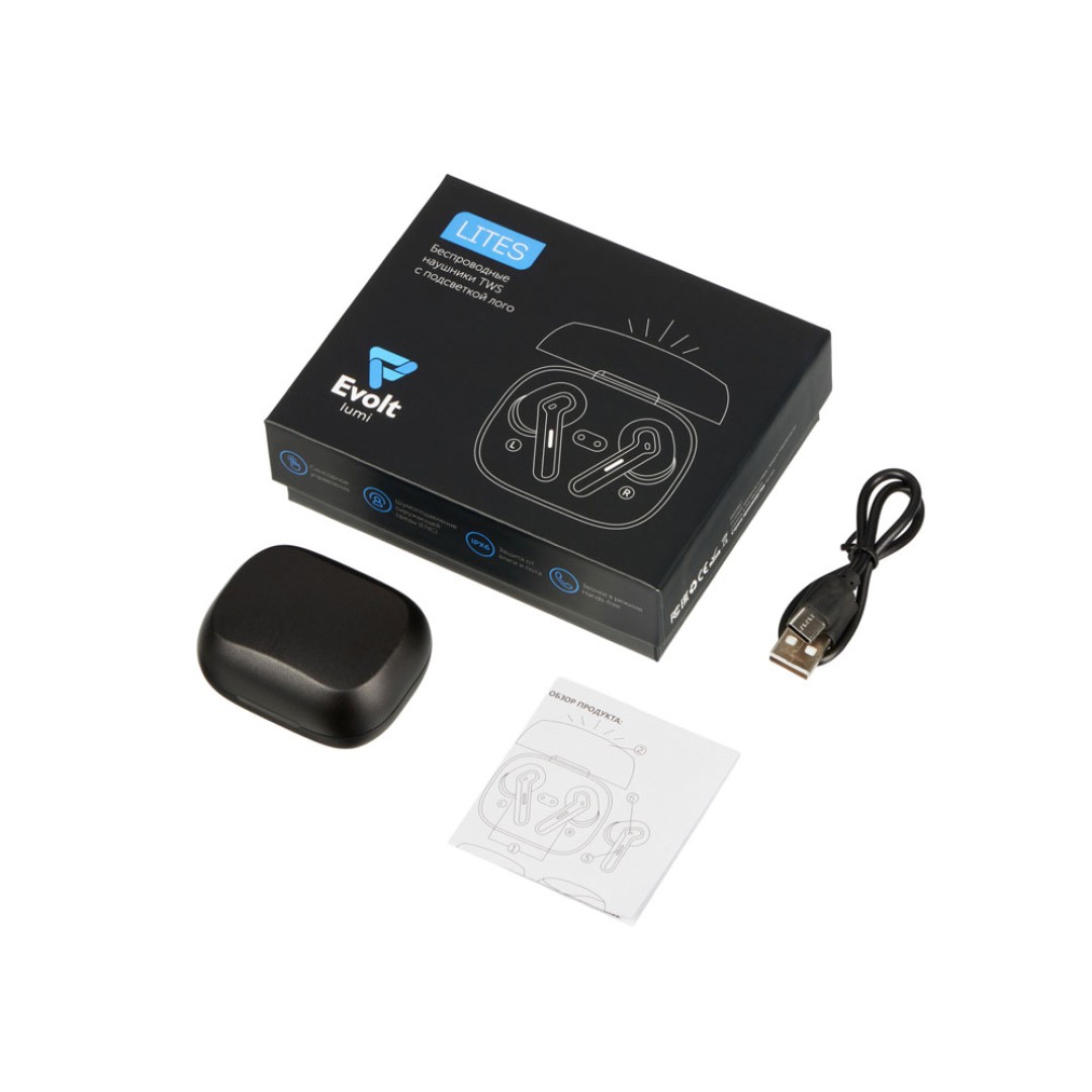 Беспроводные наушники с шумоподавлением c подсветкой лого «Lites», черные