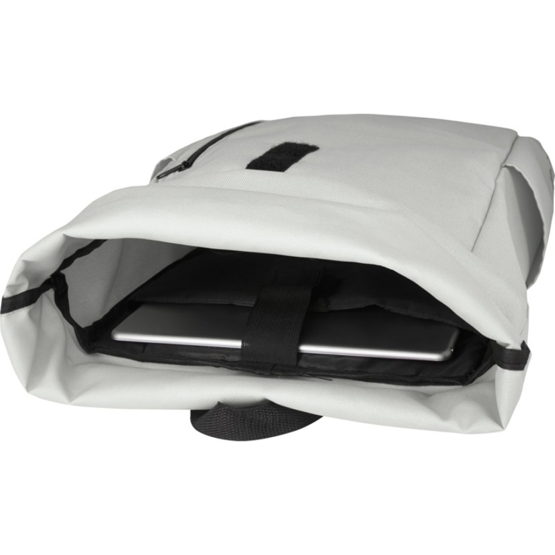 Рюкзак Byron 15,6" объемом 18 л со скручиваемым верхом, изготовленный из переработанного ПЭТ по стандарту GRS, светло-серый