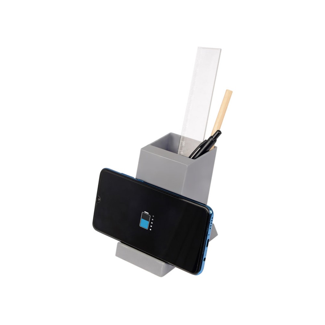 Беспроводная зарядка-подставка с подсветкой "Glow box", серый