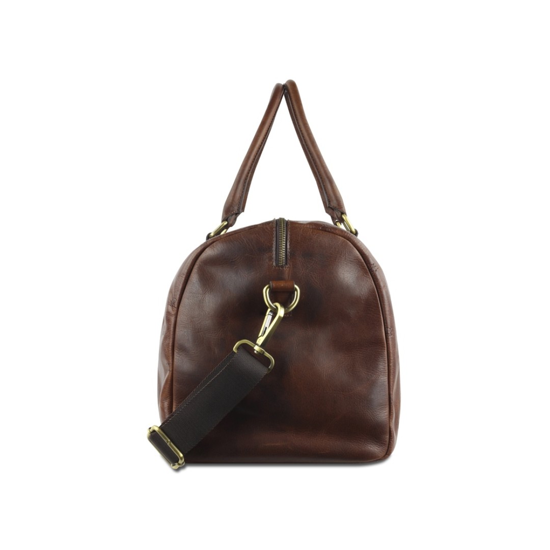 Сумка дорожная Mano "Don Leon", натуральная кожа в коричневом цвете, 50 х 27 х 24 см