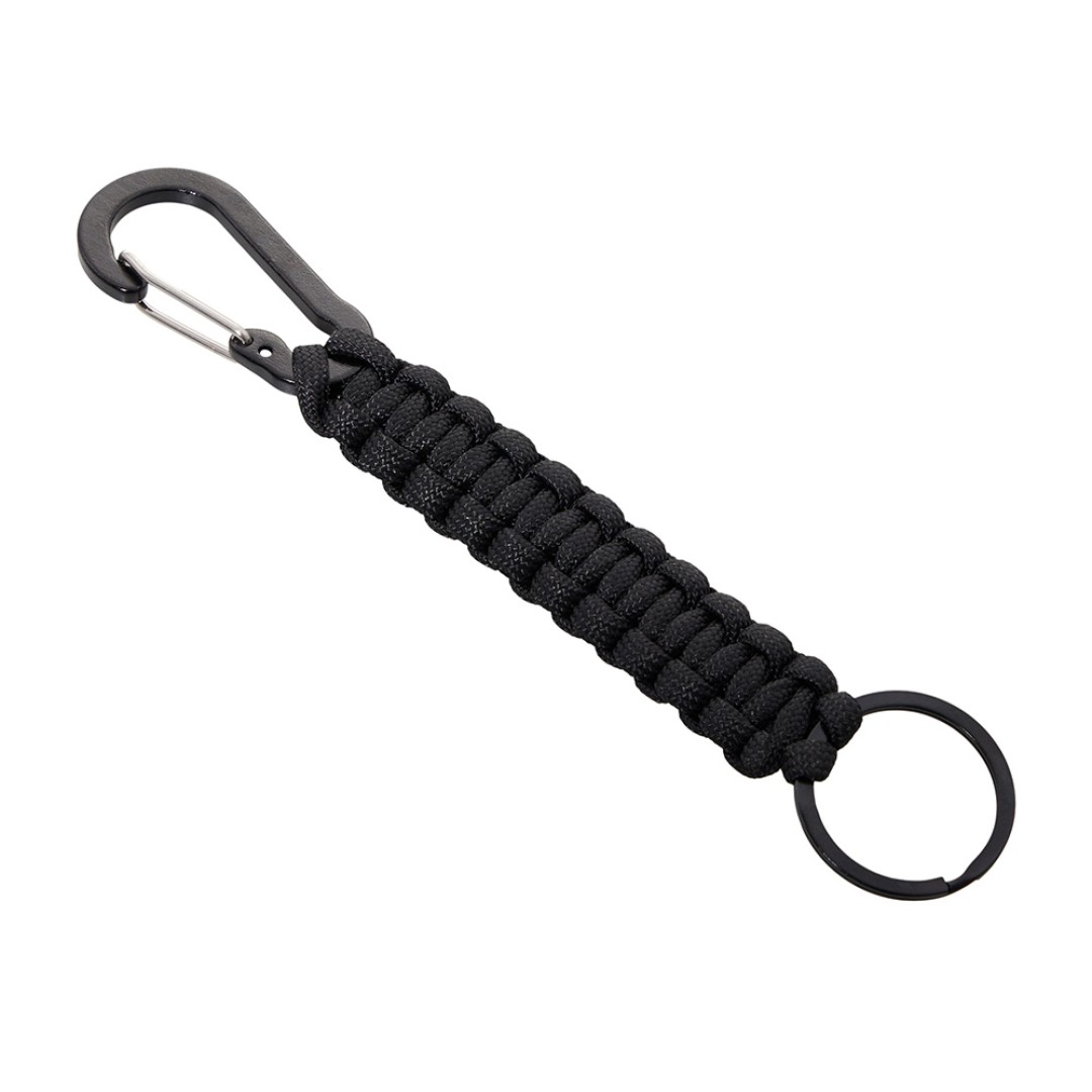 Брелок-веревочка "Austere" с карабином и кольцом, черный