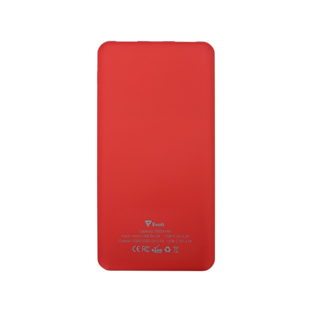 Портативное зарядное устройство «Reserve» с USB Type-C, 5000 mAh, красный
