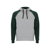 Толстовка с капюшоном "Badet" мужской, серый меланж/бутылочный зеленый