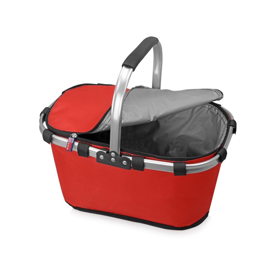 Изотермическая сумка-холодильник "FROST" складная с алюминиевой рамой, красный