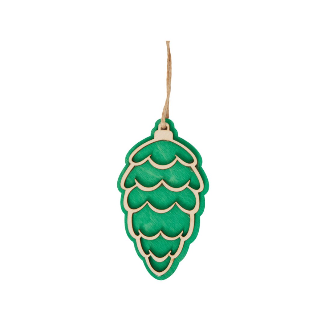 Подвеска шишка с цветной подложкой, зеленая подложка