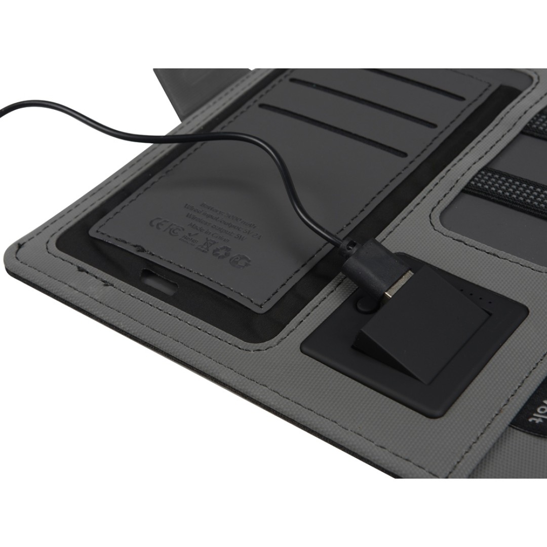 Органайзер с беспроводной зарядкой 5000 mAh "Powernote", светло-серый