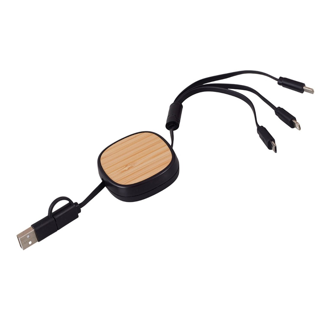 Универсальный кабель с ретрактором 3-в-1 «Retrax», черный