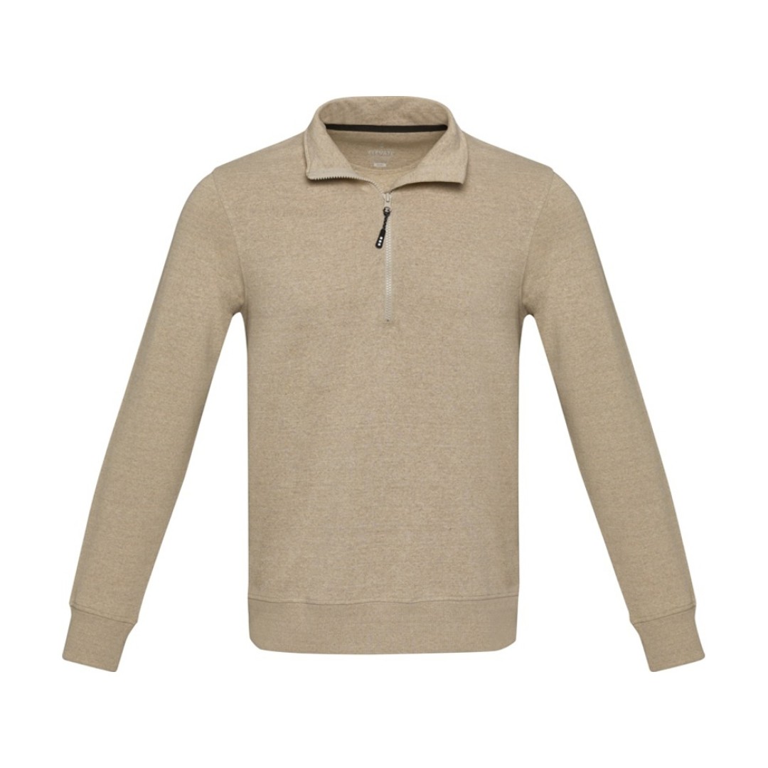 Tin унисекс-свитер с молнией на четверть из переработанных материалов Aware™ - Oatmeal