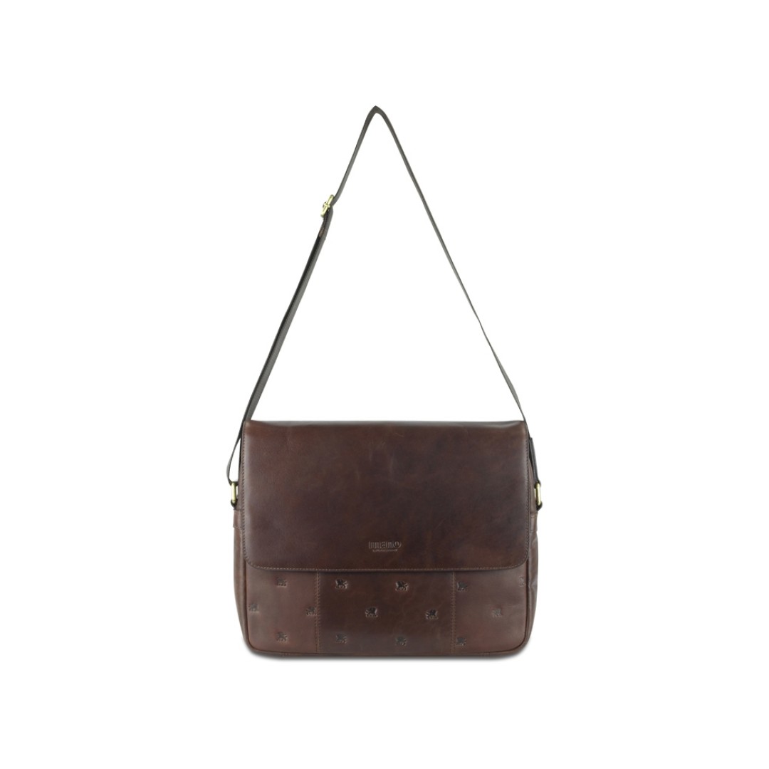 Сумка через плечо Mano "Don Leon", натуральная кожа в коричневом цвете, 38 х 30 х 7 см