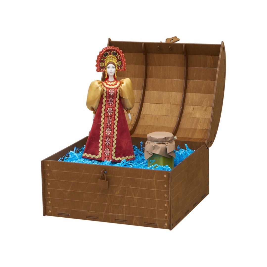 Подарочный набор: кукла фарфоровая, крем-мед, красный