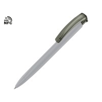 Ручка пластиковая шариковая трехгранная «Trinity K transparent Gum» soft-touch с чипом передачи инфо, серый