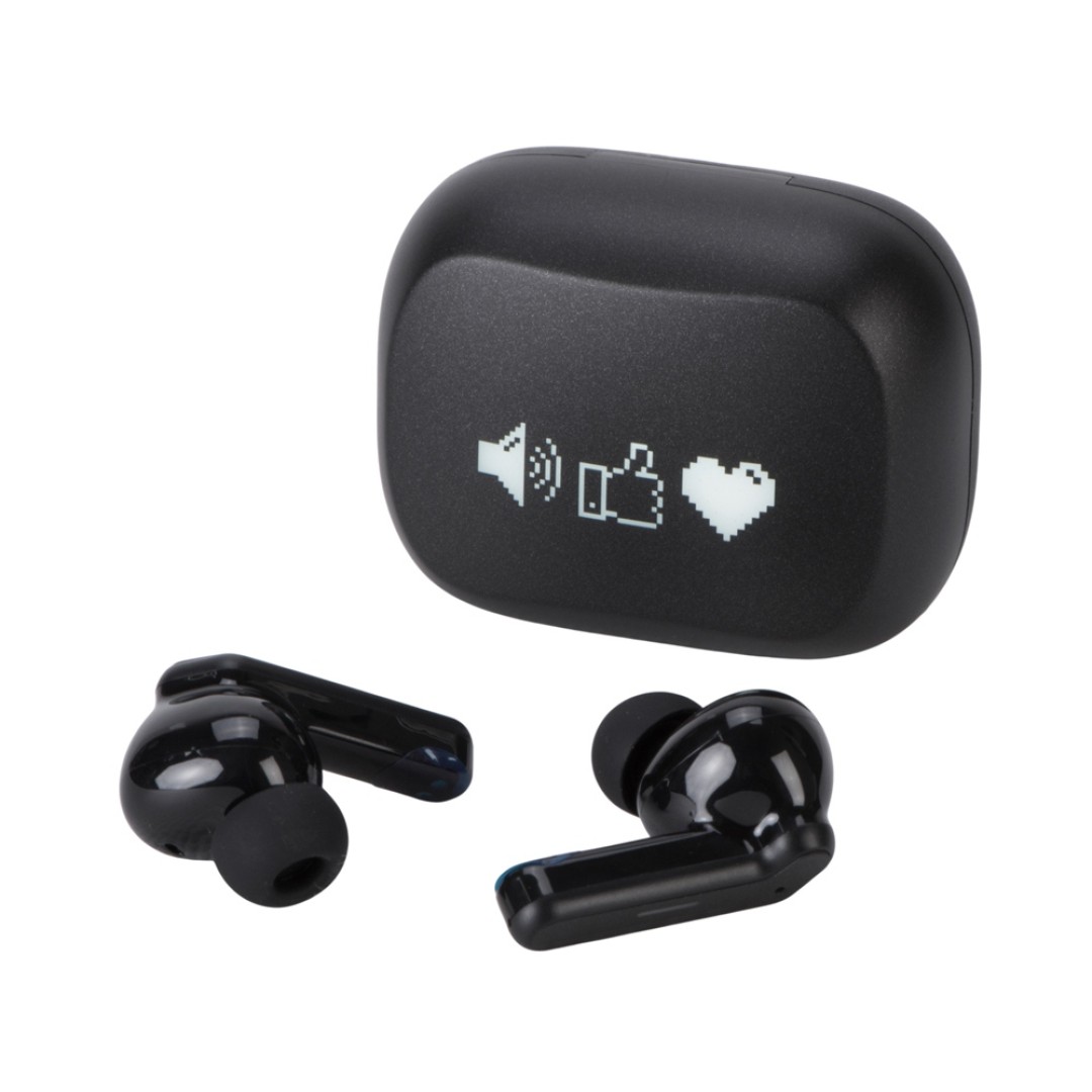 Беспроводные наушники с шумоподавлением c подсветкой лого «Lites», черные (гравировка)