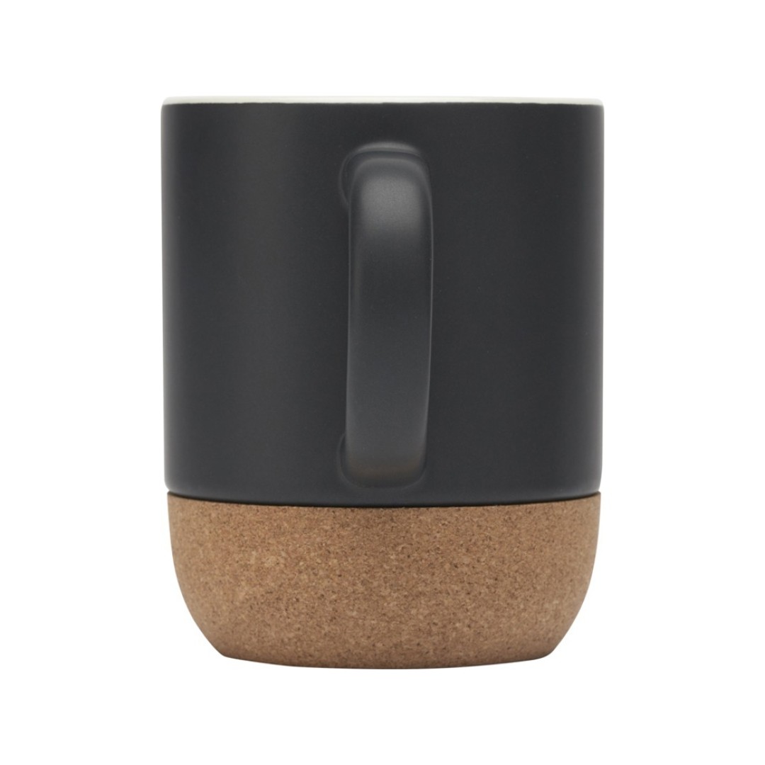 Billie керамическая кружка объемом 300 мл с пробковыми деталями и матовой отделкой, сплошной черный