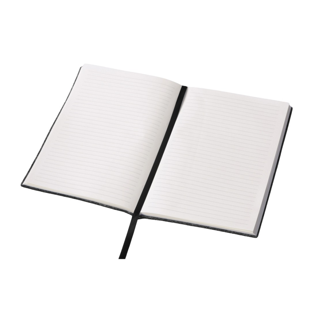 Блокнот из RPET-фетра А5 "Felt", гибкая обложка, 80 листов 70 гр/м2 белой бумаги, темно-серый