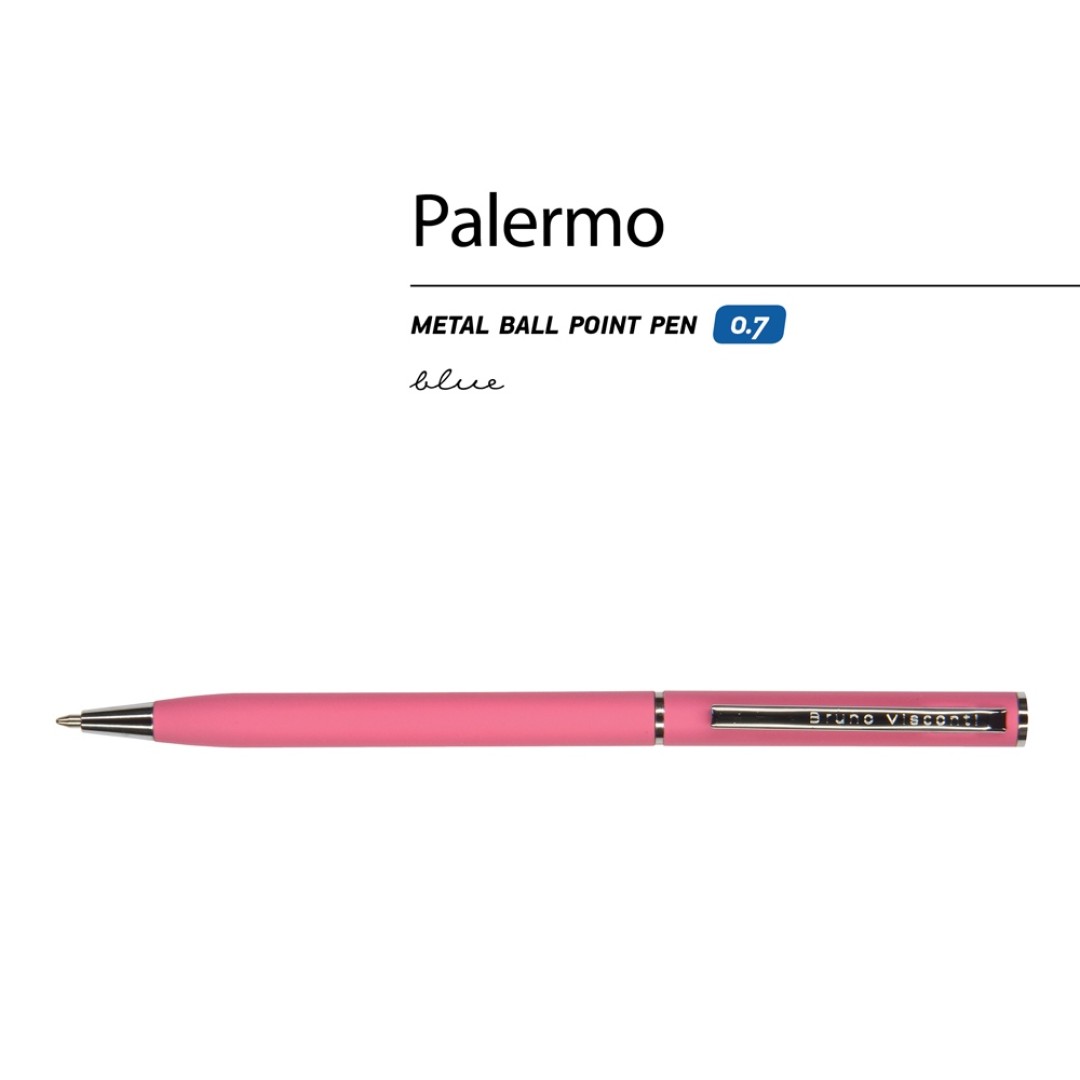Ручка "Palermo" шариковая  автоматическая, коралловый металлический корпус, 0,7 мм, синяя