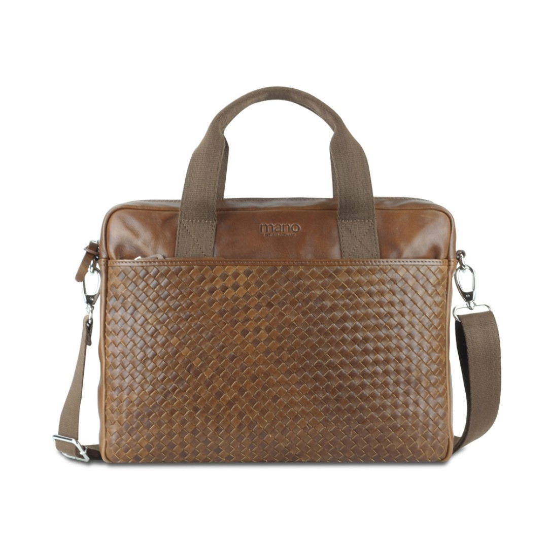 Сумка Mano "Don Luca", натуральная кожа в коньячном цвете, 37 х 27 х 6 см