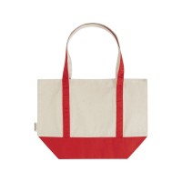 Sam эко- сумка из переработанного хлопка, сертифицированного согласно GRS, плотностью 320 г/м2 - Красный / Натуральный