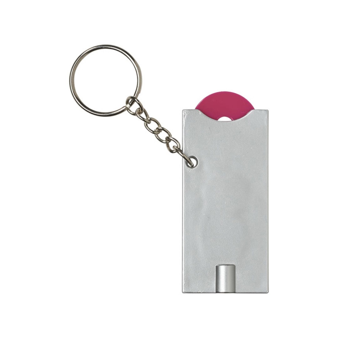Брелок-держатель для монет "Allegro" с фонариком, фуксия/серебристый
