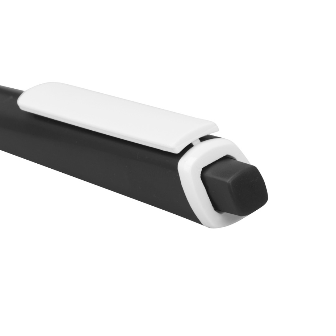 Ручка пластиковая трехгранная шариковая «Lateen», черный/белый