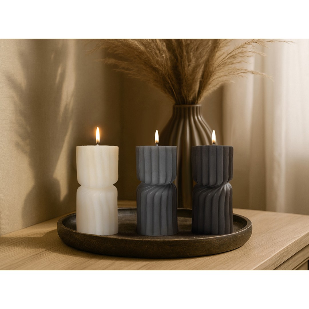 Набор свечей с гранями "Vela", темно-серый, белый