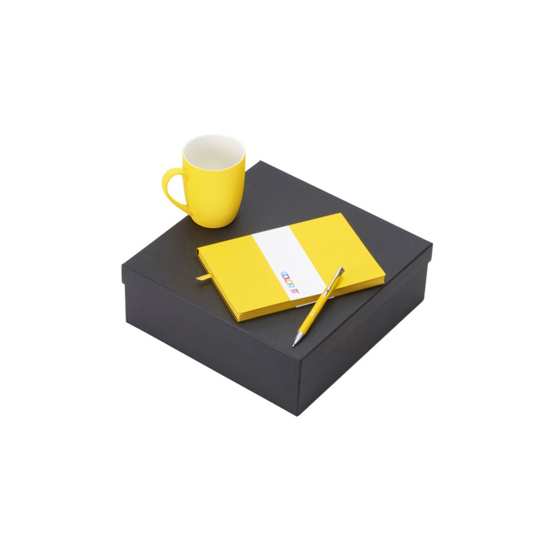 Подарочный набор с блокнотом С1, металлической ручкой и кружкой, желтый