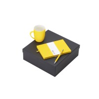 Подарочный набор с блокнотом С1, металлической ручкой и кружкой, желтый