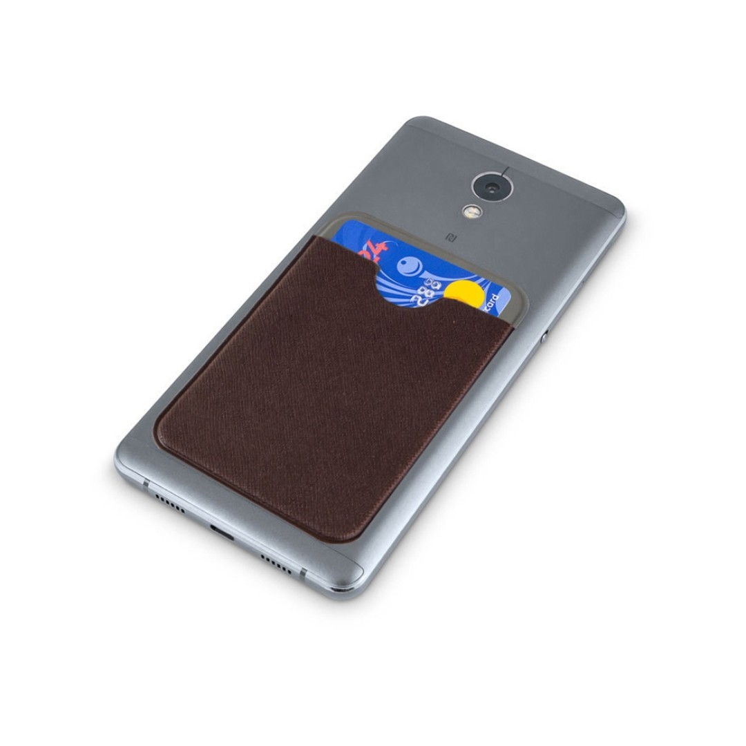 Чехол-картхолдер Favor на клеевой основе на телефон для пластиковых карт и и карт доступа, коричневый