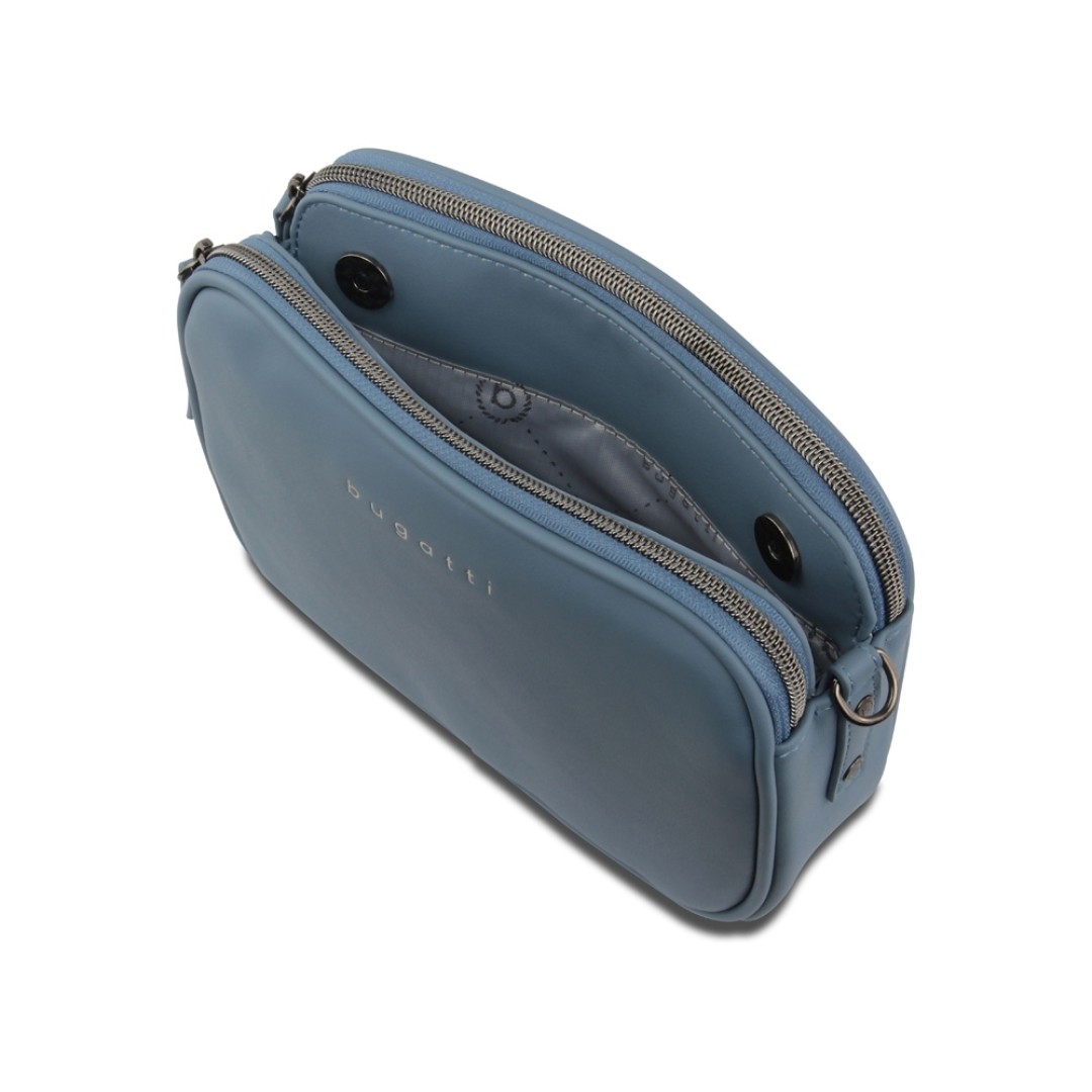 Сумка кросс-боди женская BUGATTI Almata, голубая, полиуретан, 21,5х6х15 см