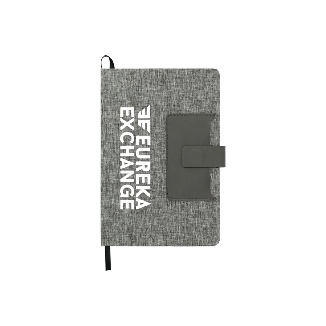 Блокнот "Clap" с отделением для визиток и магнитным клапаном, серый