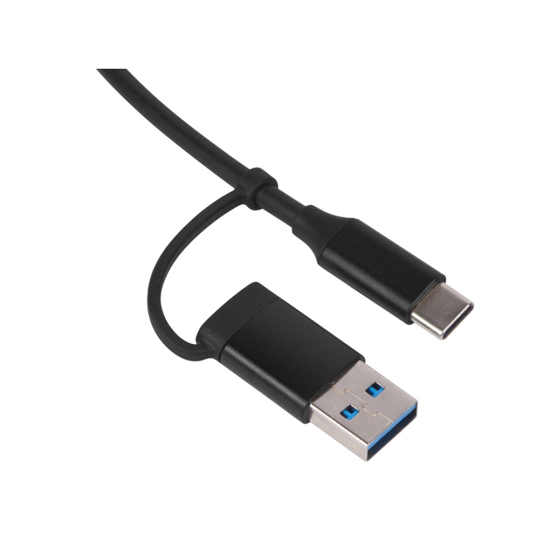 USB-хаб «Link» с коннектором 2-в-1 USB-C и USB-A, 2.0/3.0, черный