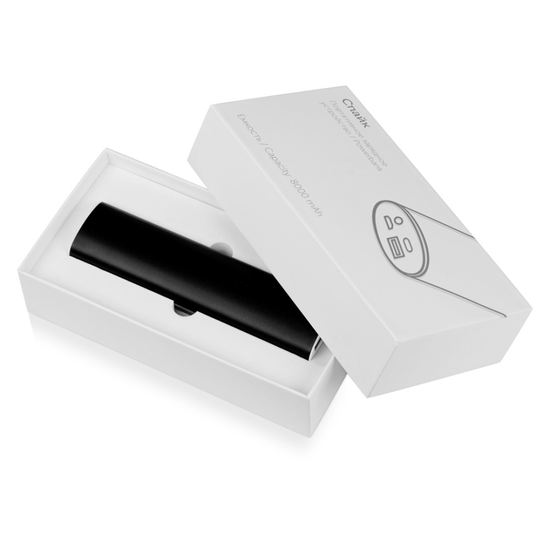 Портативное зарядное устройство "Спайк", 8000 mAh, черный