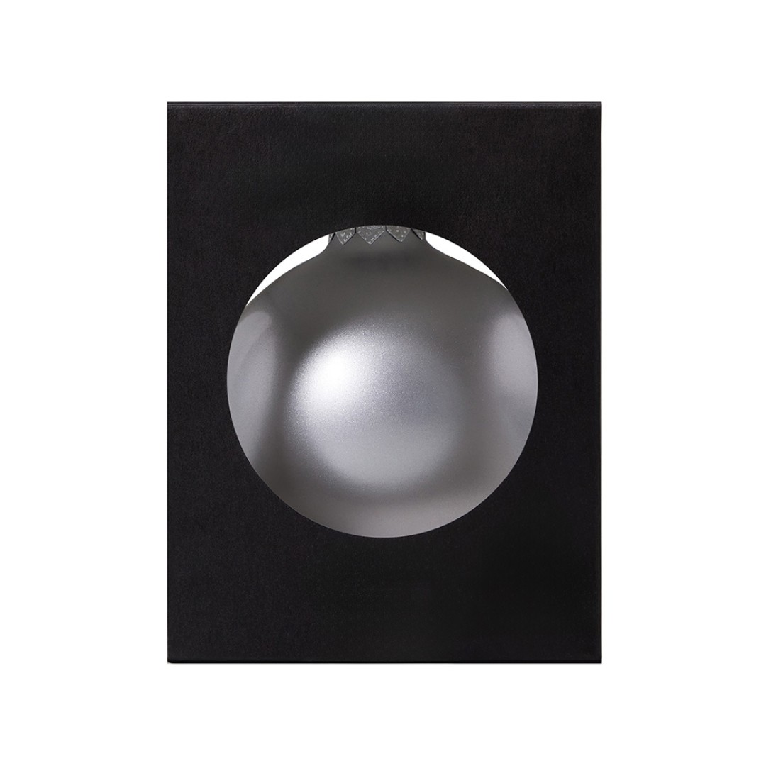 Стеклянный елочный шар "Christmas bauble", серебро, металлик, с серебристым колпачком в черной коробке