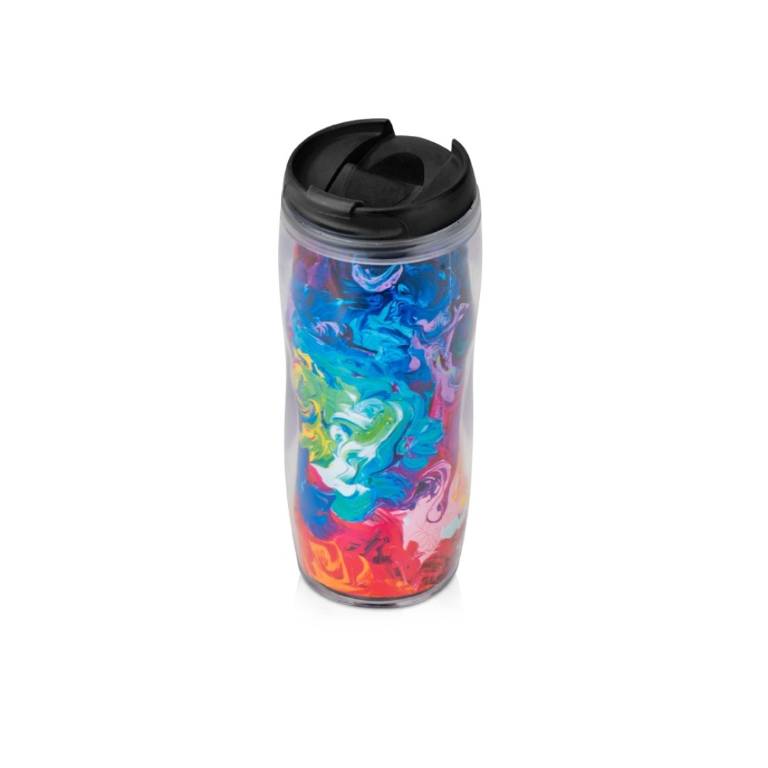 Термокружка «Mony» 400мл, под цифровую печать, прозрачный/черный