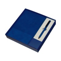 Набор блокнот в гибкой обложке А5 и металлическая шариковая ручка "Nabokov", синий