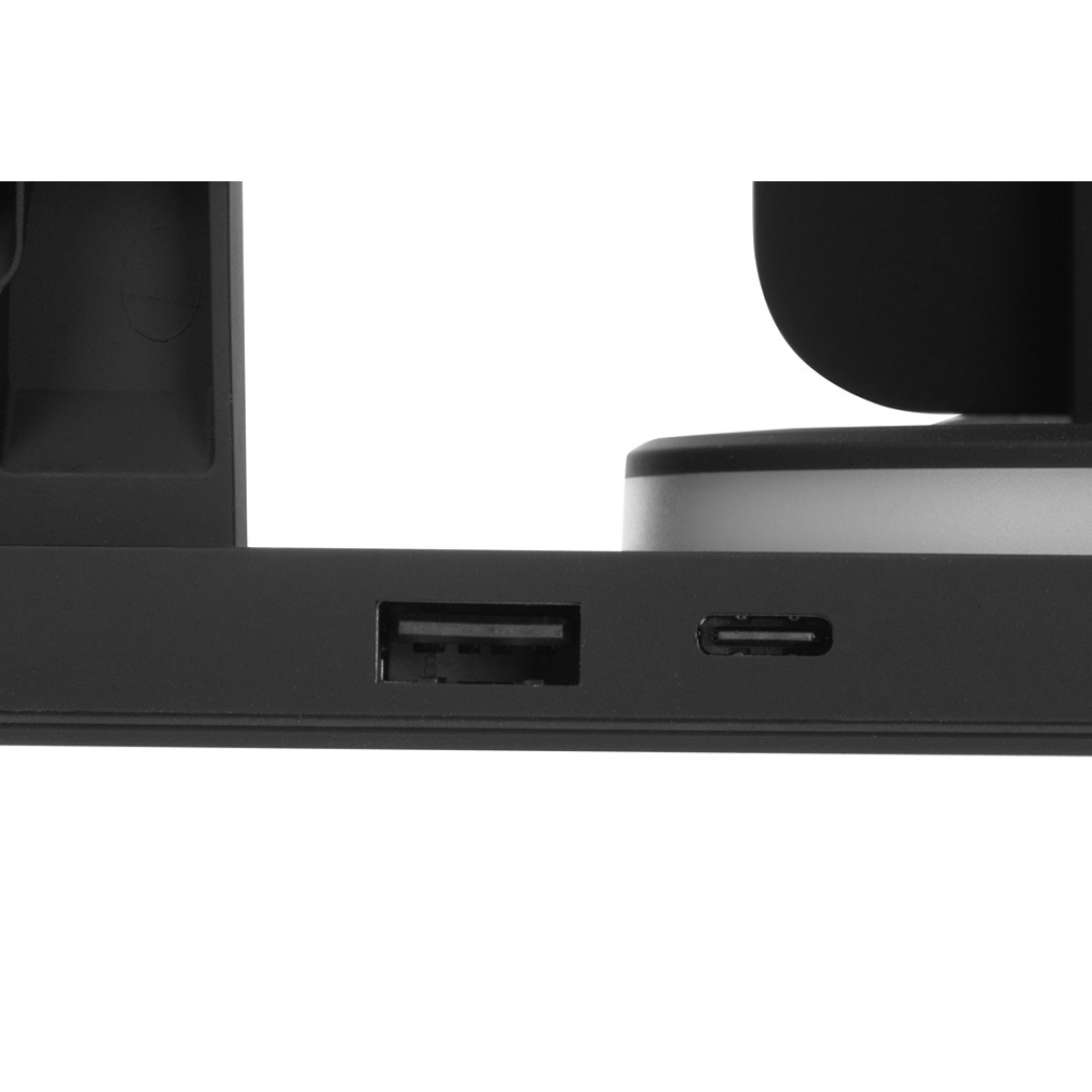 Складная зарядная станция с беспроводной зарядкой «Flashport», 15 Вт, черный