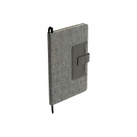 Блокнот "Clap" с отделением для визиток и магнитным клапаном, серый
