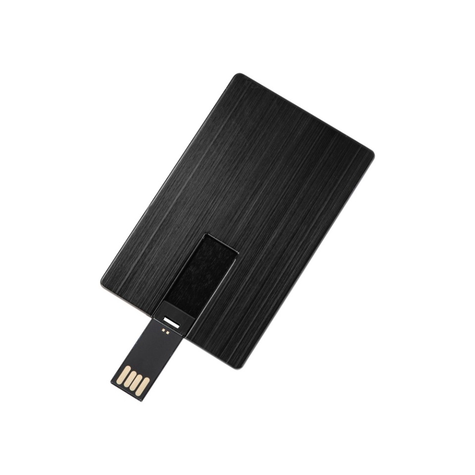 Флеш-карта USB 2.0 16 Gb в виде металлической карты "Card Metal", черный