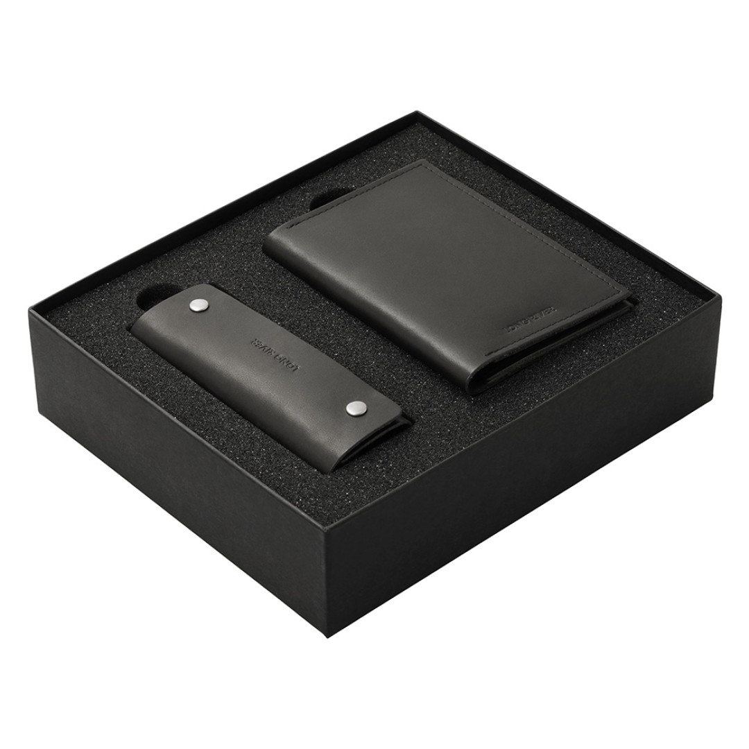 Подарочный набор Long River: обложка для паспорта, ключница, черная коробка