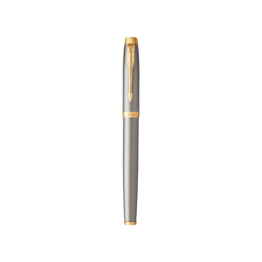 Ручка роллер «Parker IM Core Brushed Metal GT», серебристый/золотистый